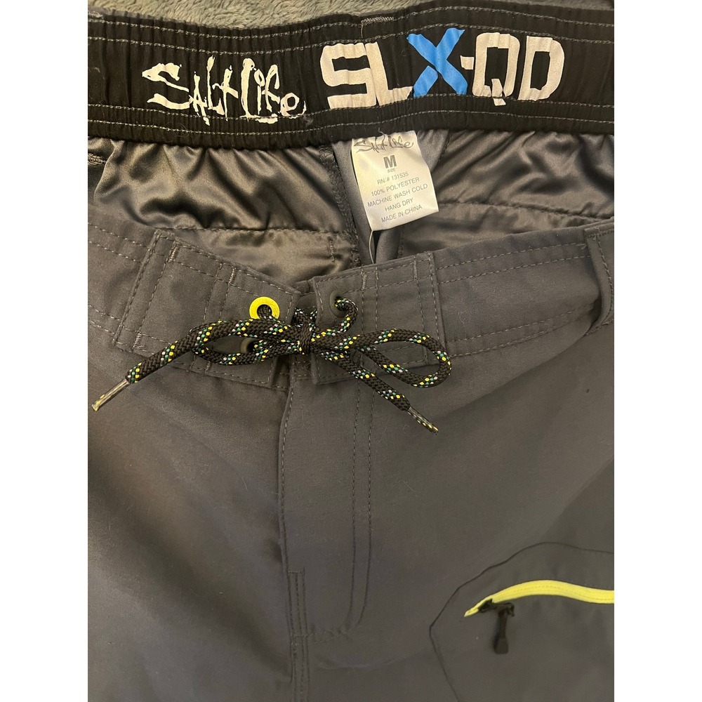 Salt Life SLX-QD Youth Sz M gray board shorts swim trunks beach swim Vacation